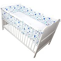 Los mejores  - TupTam Protector para Cama de Bebé Largo Acolchado- Corazones Azul-Gris- 360x30 cm (Cuna 120x60 cm)